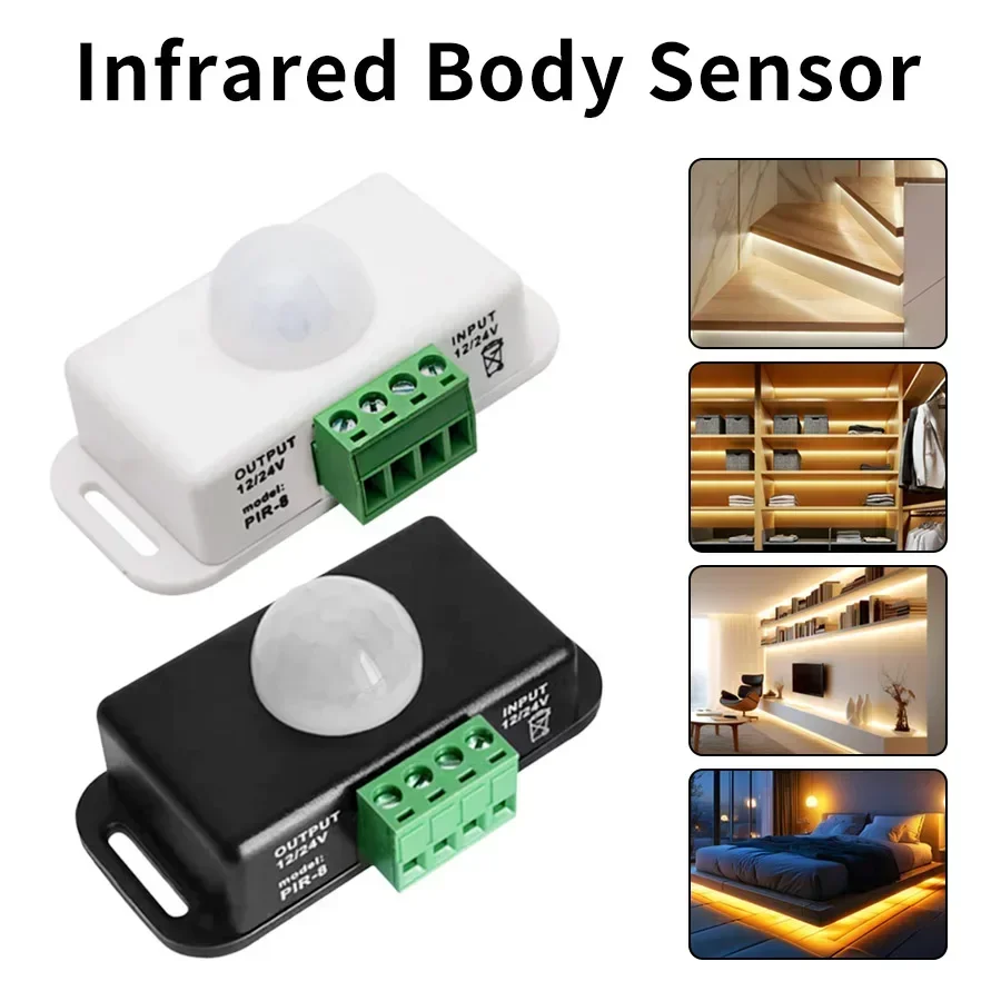 DC12V-24V 8A PIR Motion Sensor Switch Delay Adjust Infrared PIR Human Body Sensor Smart Switch Auto Sensor For LED Light Strip