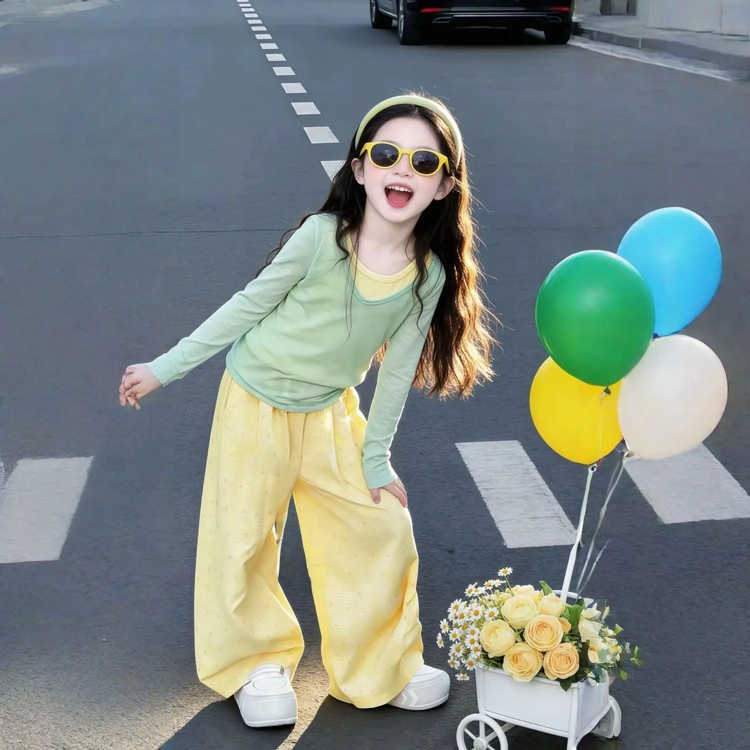 Girls Spring Outfit Set 2026 New Children's Clothing for Girls Fashionable Kids Casual Versatile Trendy Three-Piece Set