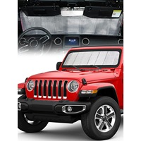 Windshield Sunshade for Jeep Wrangler JL & Gladiator JT JLU 2018-2024, Foldable Sun Visor Windshield Protector Blocks UV Rays