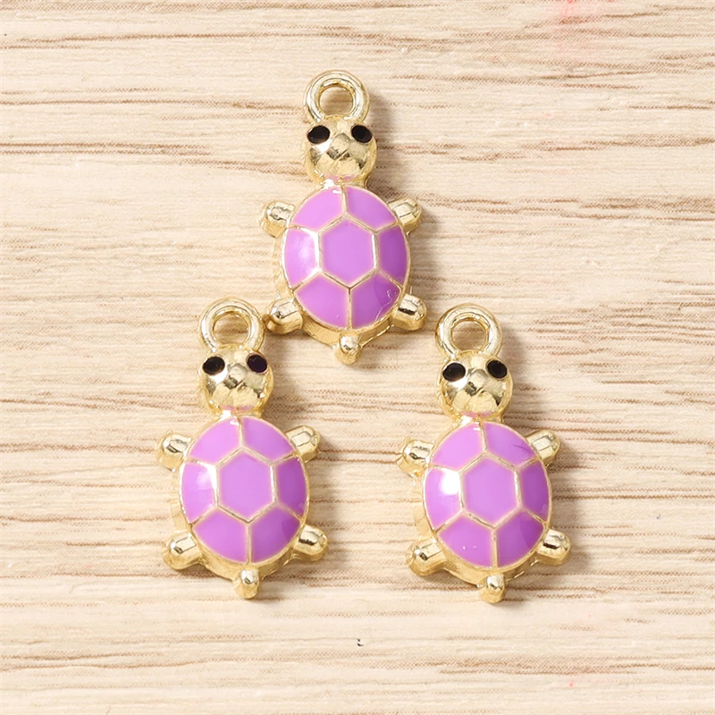 10 Stück 10x18mm Cartoon Emaille Tier Schildkröten-Anhänger für Schmuckherstellung Ohrringe Halsketten DIY Handgemachte Bastelarbeiten Zubehör – Detail 8