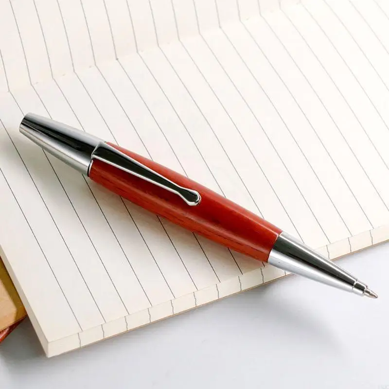 

Red Willow Silver Chessboard Twist Trim Fat Ballpoint Pen Writing Tool Gift D5QC