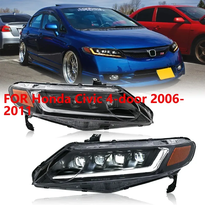 

1Pair 8 Lens LED Headlight For Honda Civic 4-door 2006-2011 DRL Front Lamps Assembly