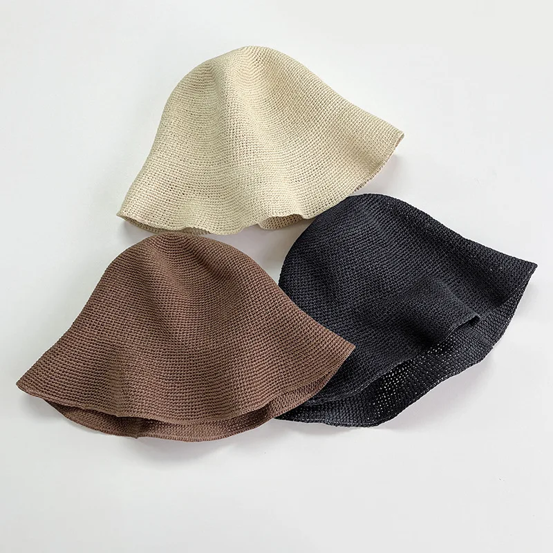 

Simple neutral casual straw hat bucket hat slightly soft texture versatile sunshade decorative hat, three colors