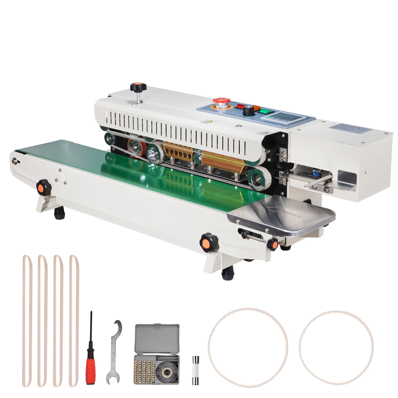 SucceBuy Continuous Bag Band Sealing Machine 6-12 mm Horizontal Band Sealer with Inflation Function for 0.02-0.8 mm Plastic Bags