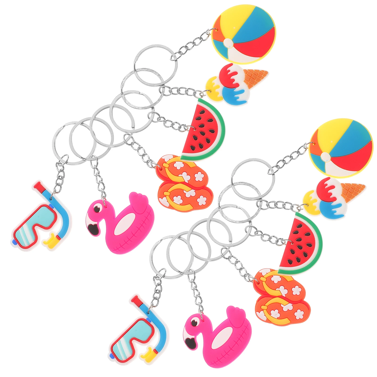 

24pcs Beach Party Decorative Keychains Hawaiian Theme Accessories Cute Cartoon Pendant Bag Charms Summer Gifts