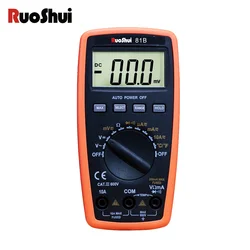 RuoShui 81B Digital Multimeter Auto Range Mini Design Comfortable Measure Resistance Current Voltage Temperature Pocket Ammeter