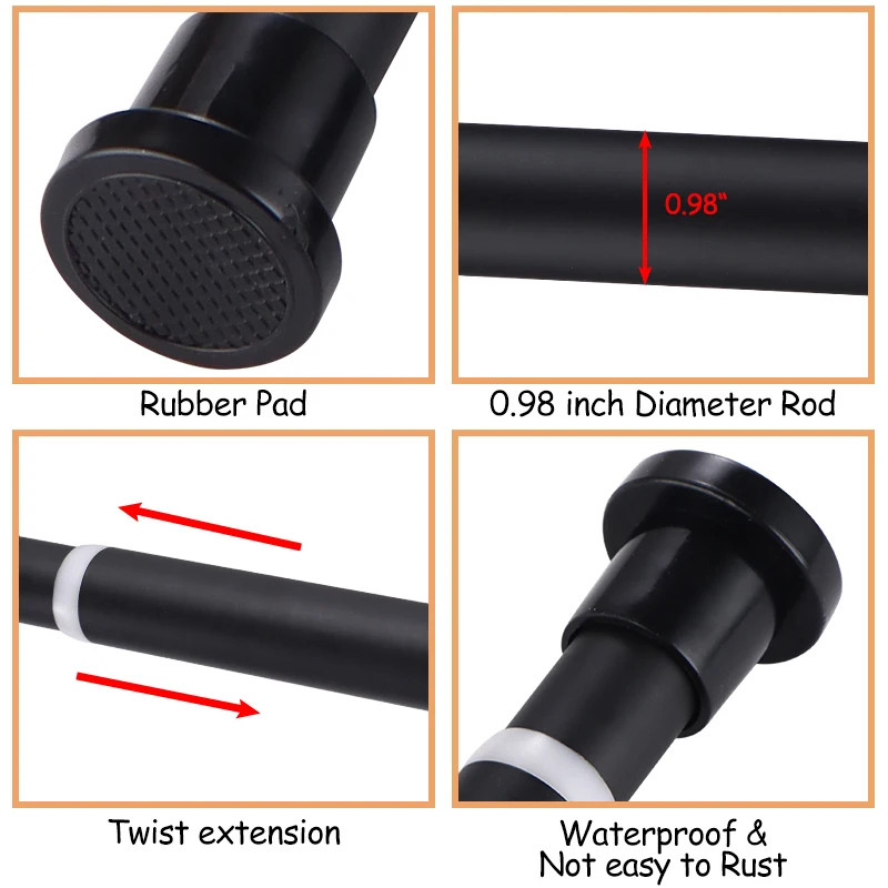 Adjustable Stainless Steel Shower Curtain Rod 80-240cm Telescopic No-Drill Clothes Drying Rack for Balcony Bathroom view 4