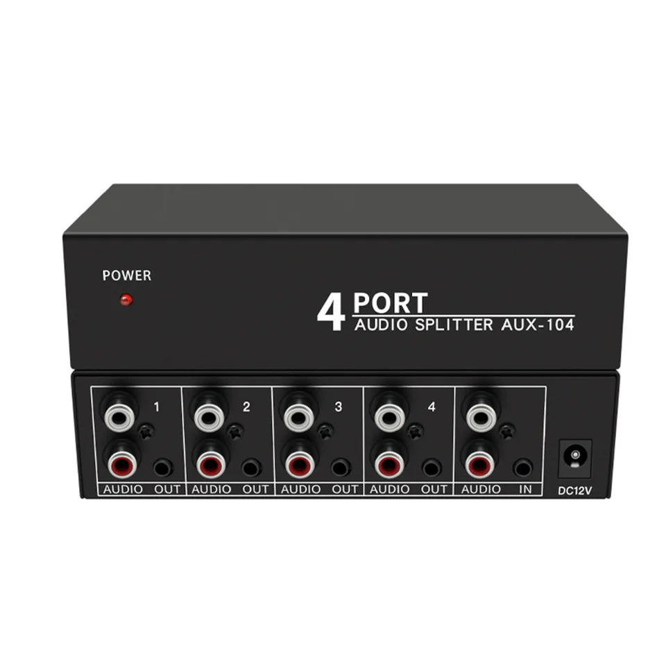 Audio Splitter 1 in 4 out RCA L/R Aux Stereo Audio splitter 1X4