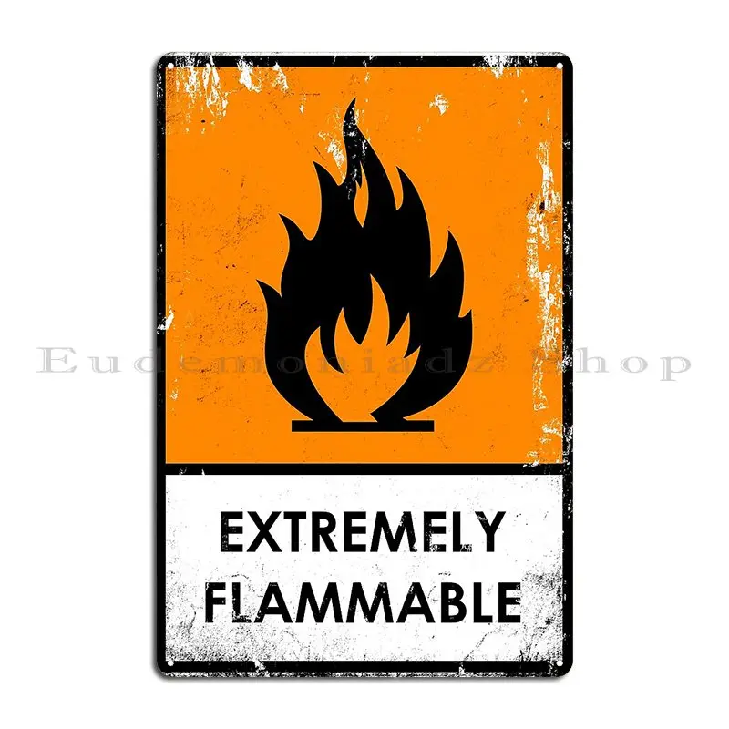 Punk Chemical Hazard Warning Sign Flammable Metal Sign Custom Classic Painting Designing Party Tin Sign Poster