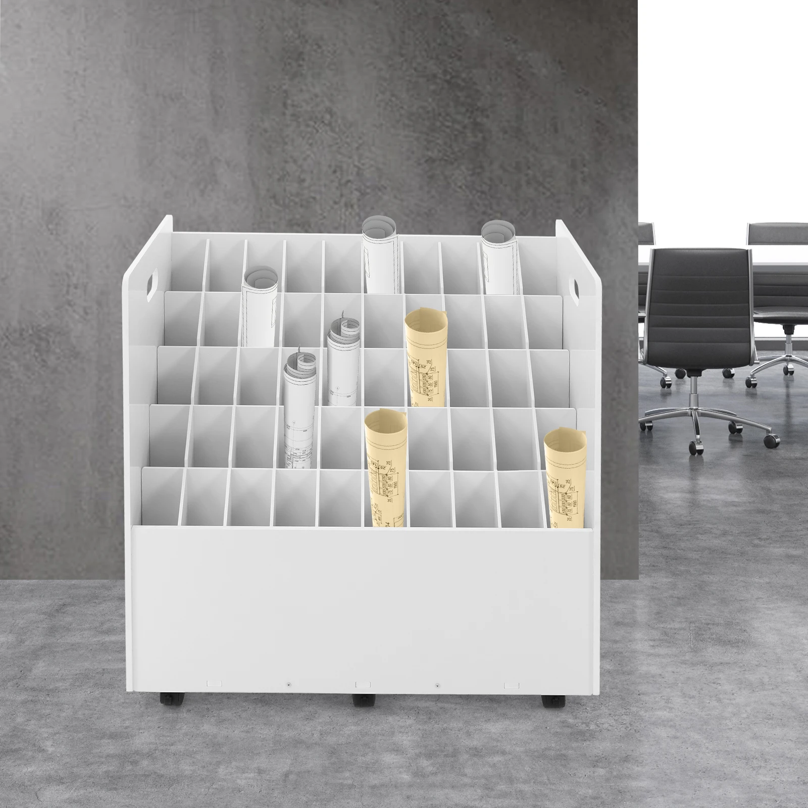 

Белый ПВХ 76*40*72 см, 50 рифленых шкивов, стойка для рисования, большая емкость для хранения документов, автомобильная инженерная стойка для отделки рисунков