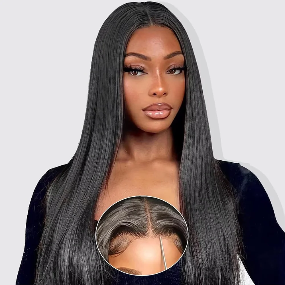 7x6 HD Glueless Straight Closure Full Lace Wigs For Women Ready To Wear Straight Human Hair Wig 220 Density 44 46 Inch Remy Hair