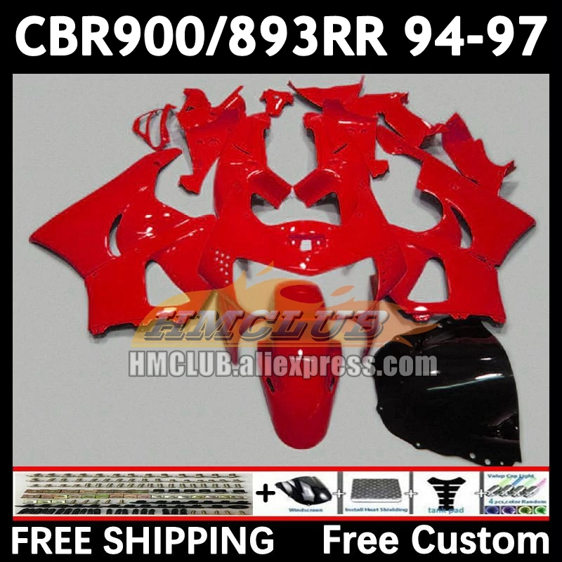 Fairing Kit For HONDA CBR900 CBR893 RR CBR 900 893RR CBR900RR 72No.19 CBR893RR 94 95 96 97 1994 1995 1996 all red 1997 Body