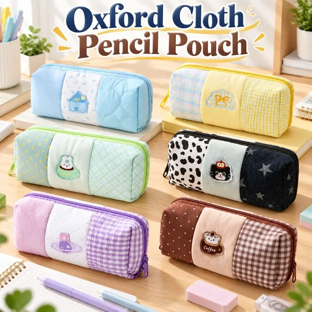 Cartoon Pencil Case Oxford Cloth Zipper Closure Stationery Pouch Large Capacity Durable Pen Bag Students Adolescents Children