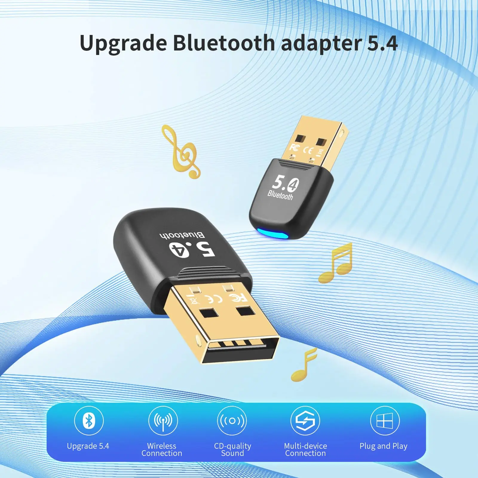 Hannord Bluetooth 5.4 アダプター ドングル USB Bluetooth レシーバー サポート EDR & BLE スピーカー マウス キーボード オーディオ トランスミッター用