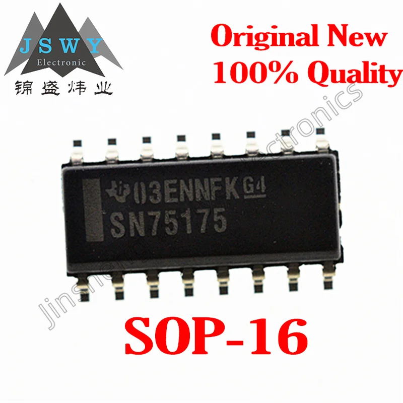 

(2-10pcs) Original SN75175DR SOP16 SN75175 Tri-state Output Quadruple Differential Line Receiver RS422/RS423/RS485 Spot