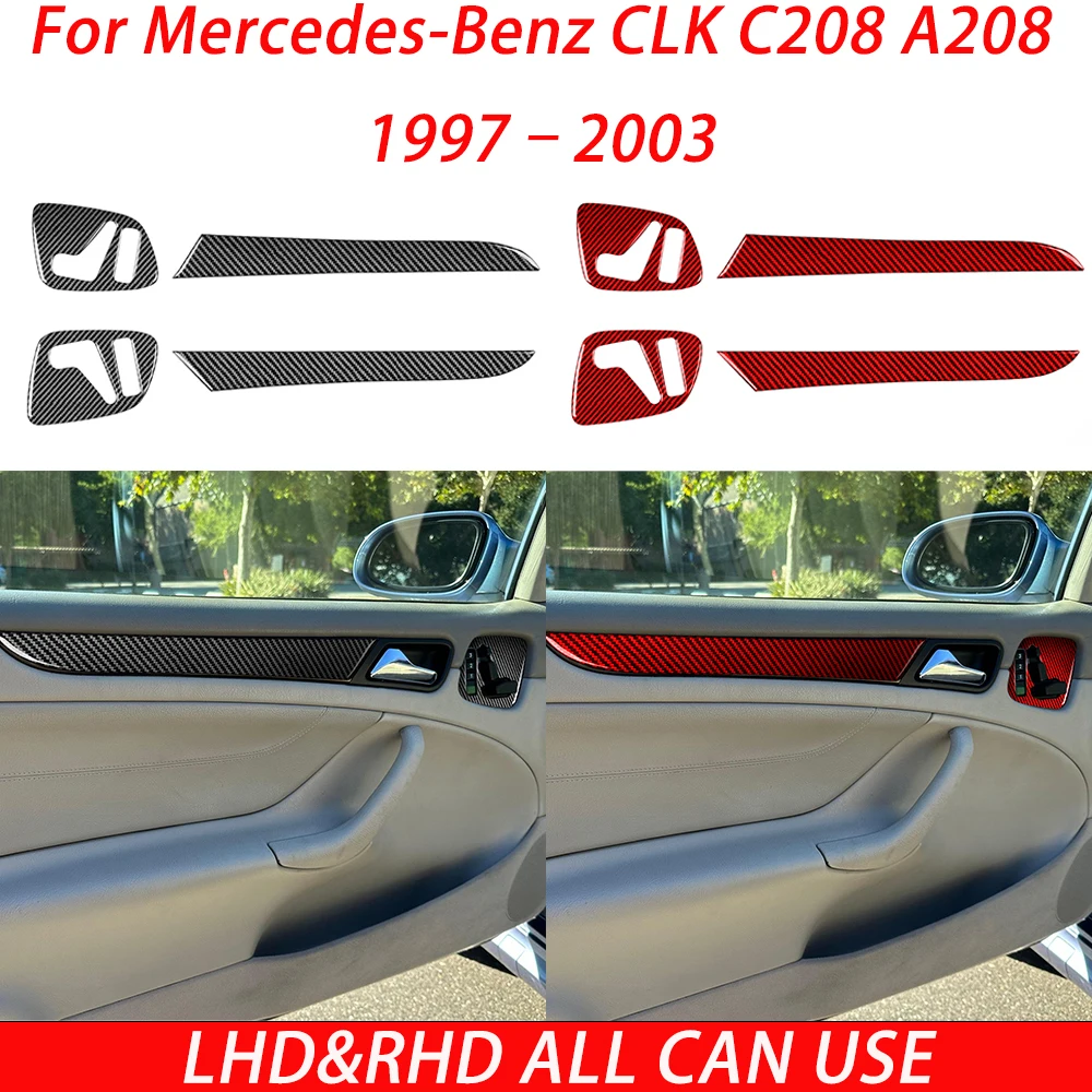 For Mercedes-Benz CLK C208 A208 1997–2003 Carbon Fiber Door Panel Kit Car Interiors Trim Accessories Decorations Stickers