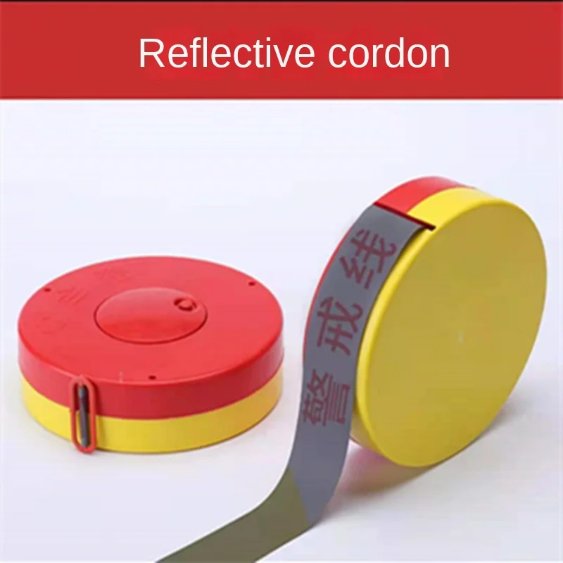 Red and White Warning Line Disposable PE Warning Tape 100 Meter Disc Type Safety Thickening Telescopic Isolation Reverse