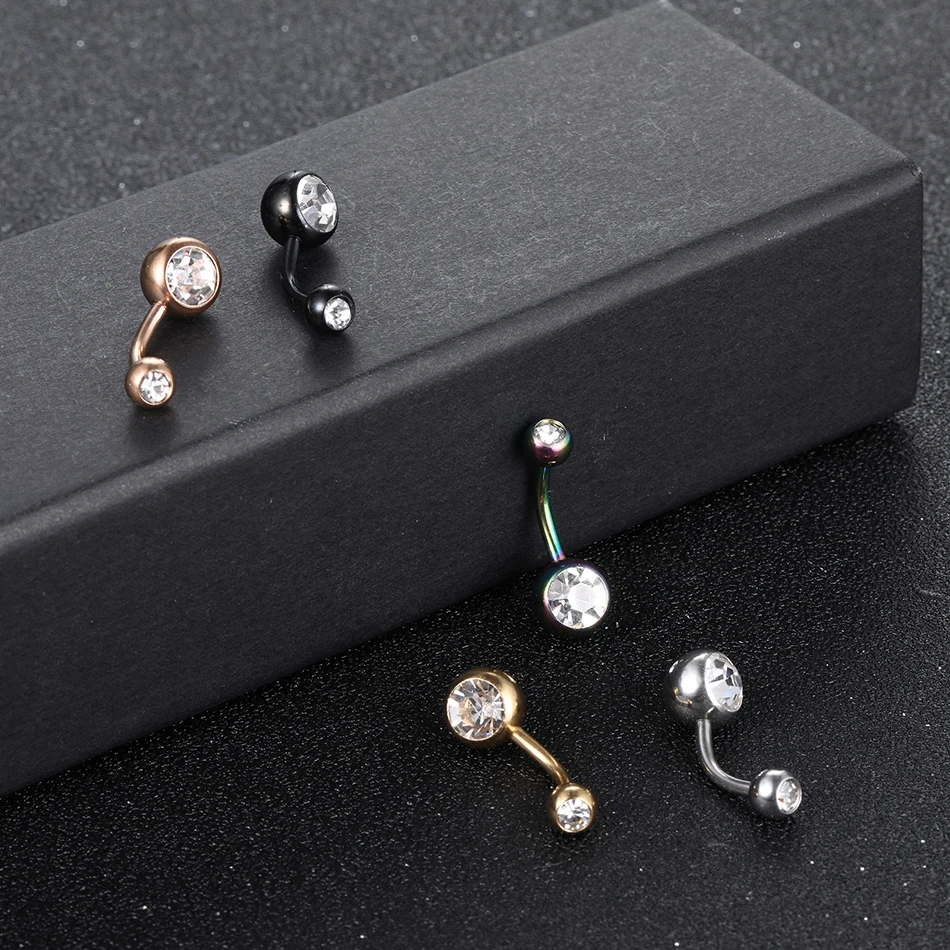 1PC Rhinestone Piercing Navel 14G Stainless Steel Belly Button Rings Navel Piercing Goth Ombligo Ball Nombril Body Jewelry