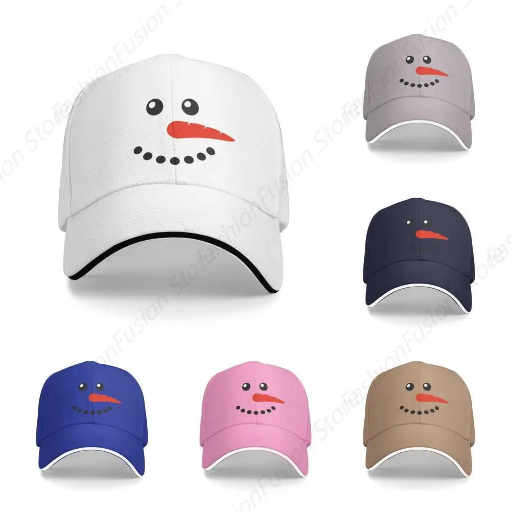 Snowman Face Trucker Hat Adjustable Funny Baseball Cap Curved Visor Men Women for Daily Outdoor GYM Unisex Headwear Casquette