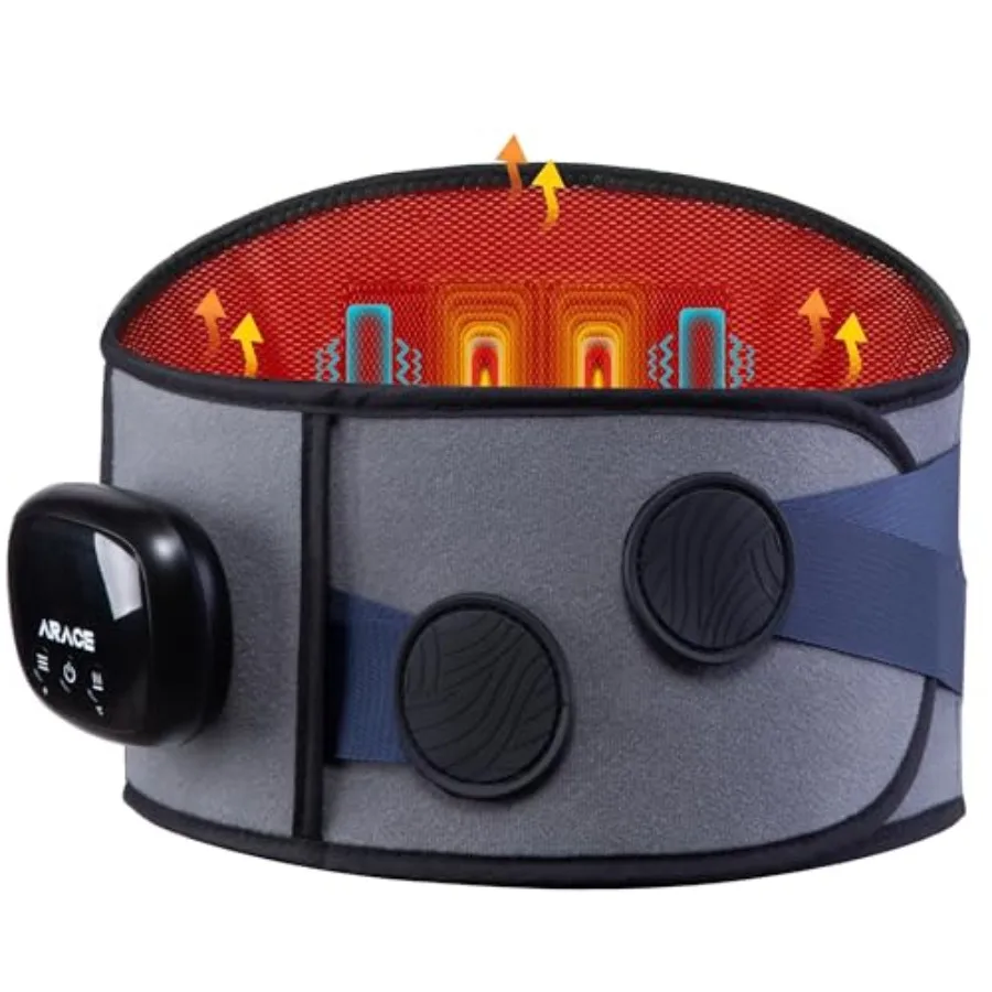 

Беспроводной массажер для нижней части спины с функцией подогрева для облегчения боли в спине и мышечных судорог Регулируемая носимая поясничная поддержка