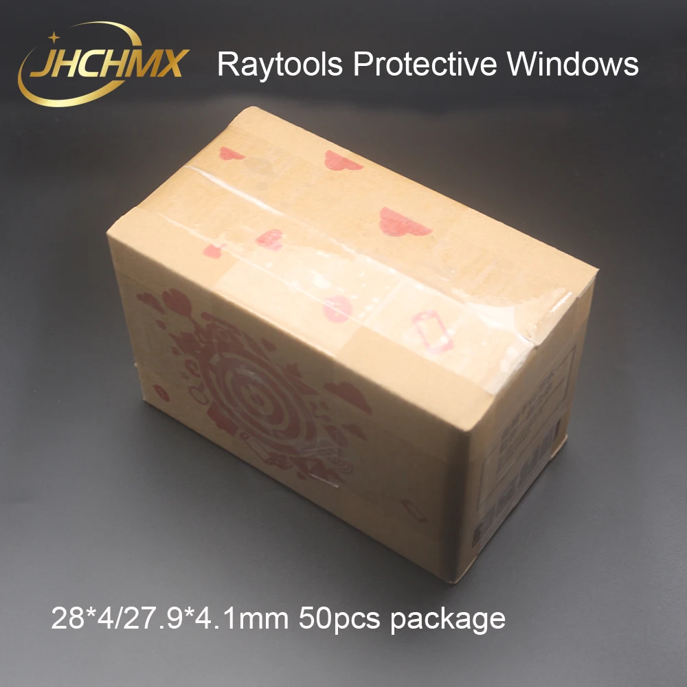 Jhchmx 50ピース/ロットraytoolsレーザー保護レンズ/ガラス1064nm 28*4/27。9*4.1ミリメートルraytools bodor繊維レーザー切断機