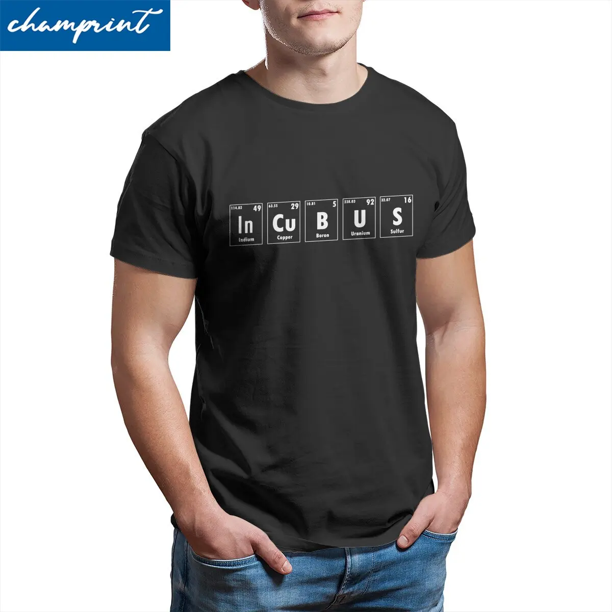 Vintage Incubus Periodic Table Science T-Shirts for Men Pure Cotton T Shirt Chemistry Short Sleeve Tee Shirt 4XL 5XL Clothing