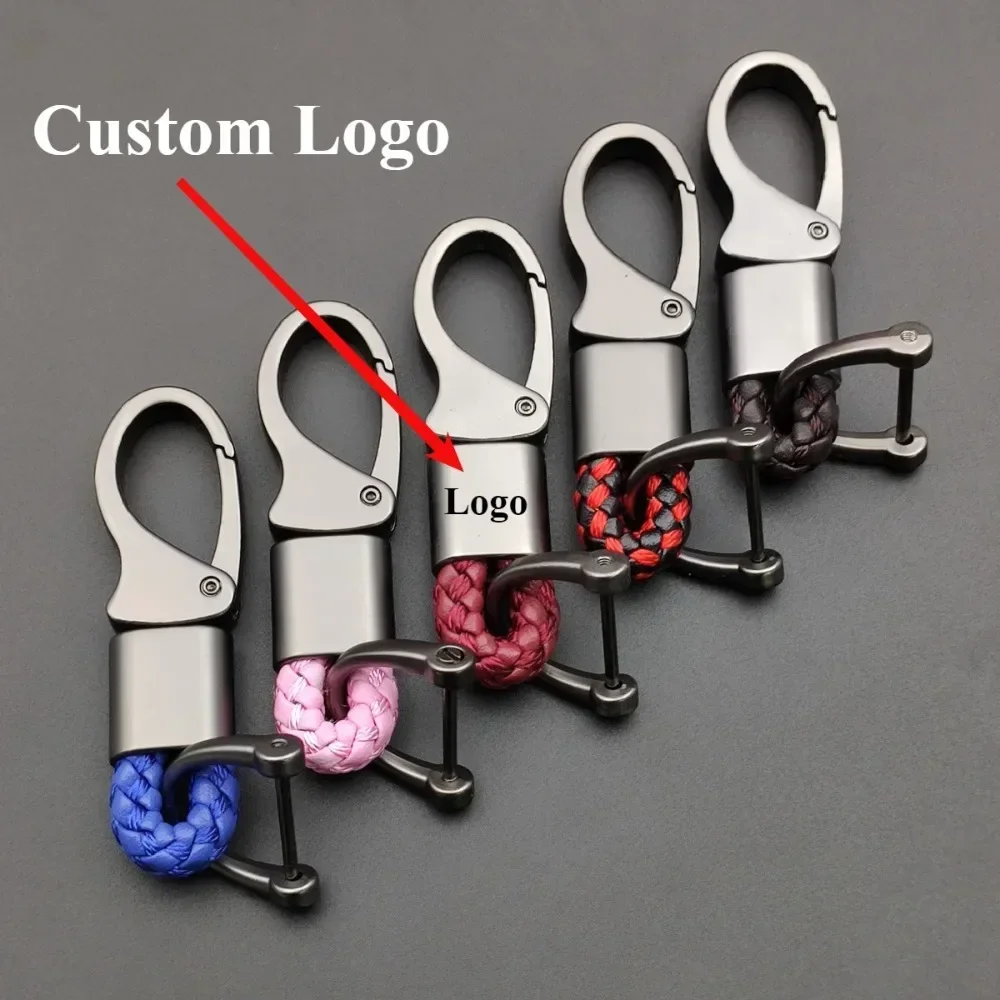 Creative And Simple Automotive Hardware Car Keychain Keyring Key Chain Ring Leather Metal Woven Rope Multiple Colors Souvenir