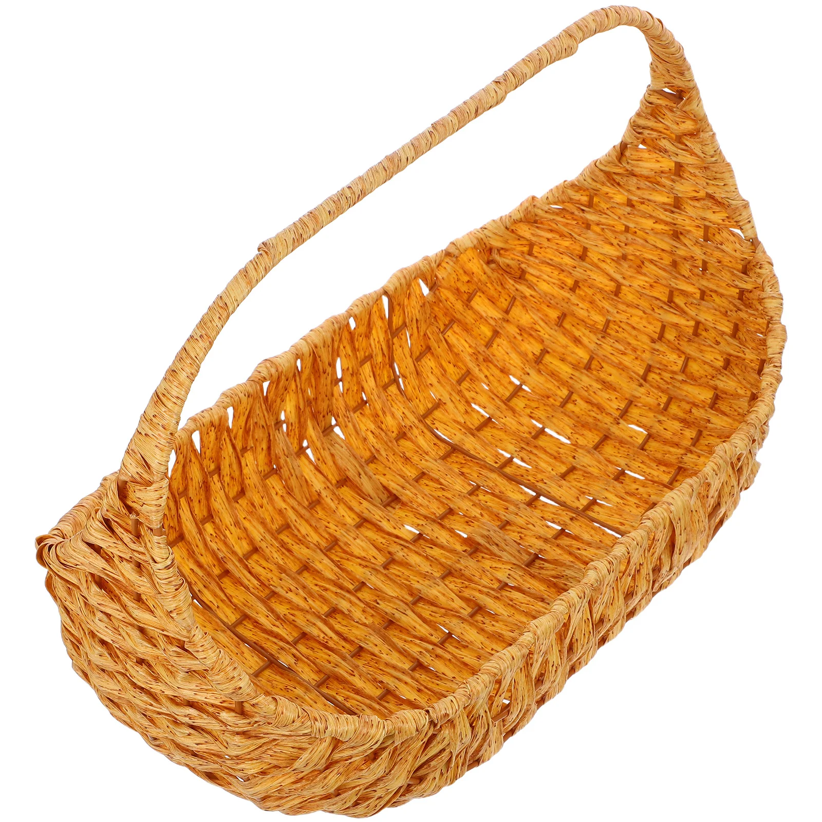 

Faux Rattan Woven Fruit Basket Handwoven Multipurpose Portable Picnic Basket Garden Harvest Organizer Decorative Flower Holder