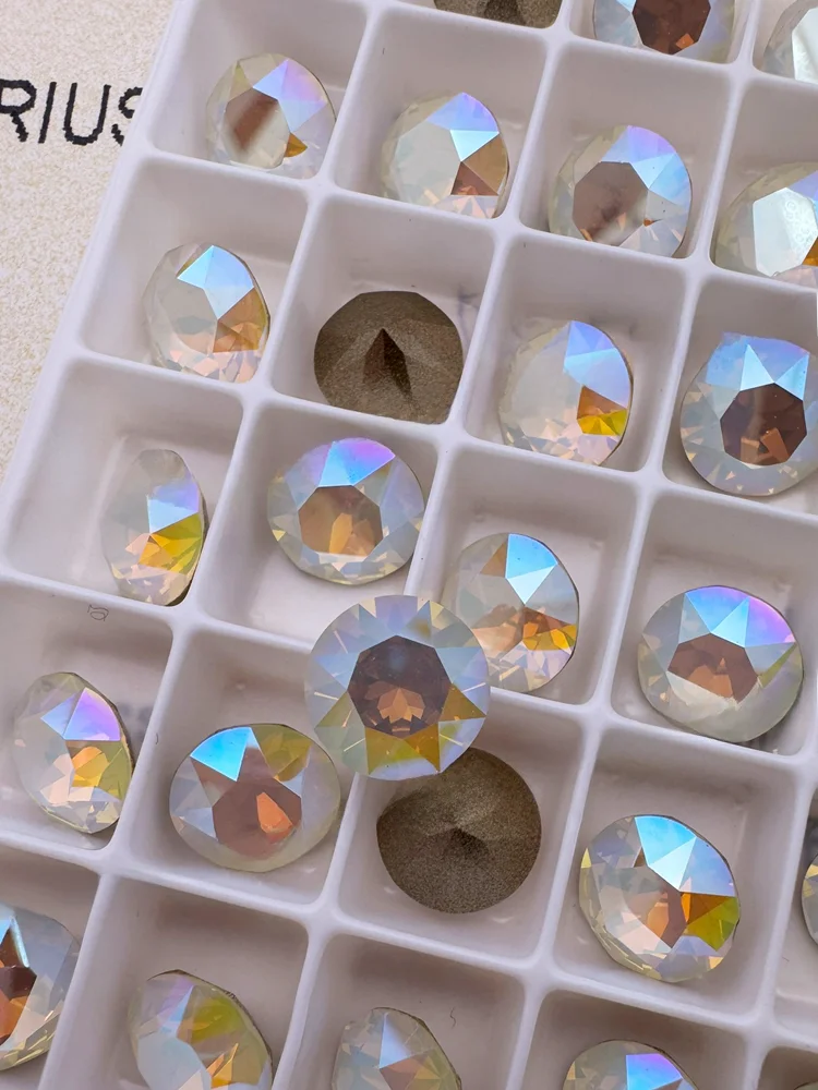 Cristal Schi Multicolorido 088 com Fundo Pontudo para Manicure, Bola de Strass Redonda SS39 Brilhante para Decoração de U...