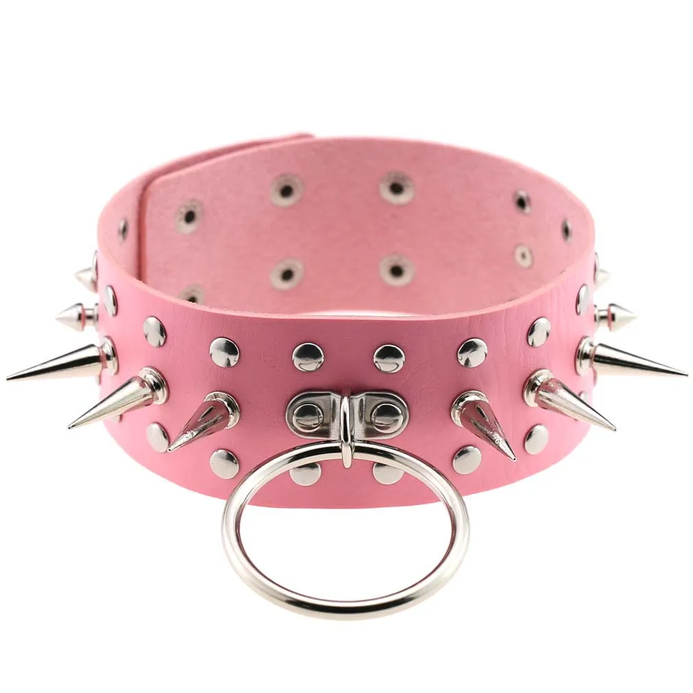 European and American style Punk Individuality Exaggerate Rock and roll Rivet Spike Choker Street photo Club girl Ring