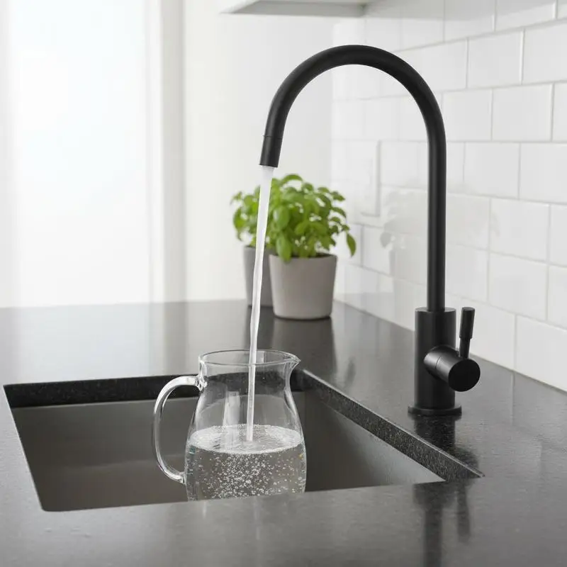 

Matte Black Drinking Water Dispenser 11.8 Inch For Kitchen Sink Bar Counter Cafe Shop Solid Brass Valve High Arch Design Lead-Free Material Single Handle Reverse Osmosis System Accessory
