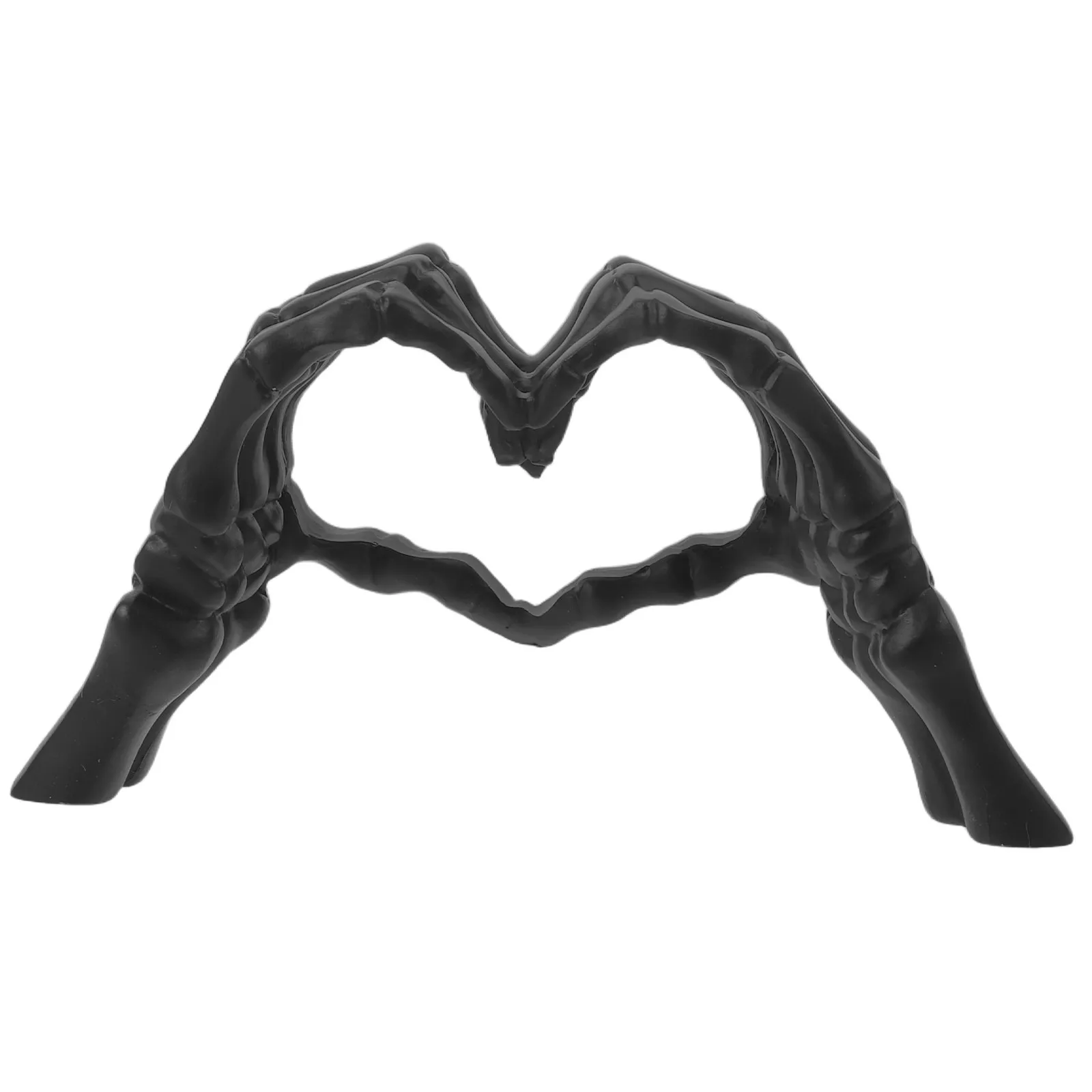 Sculpture Cœur Tête de Mort Main, Ornement de Bureau Gothique Minimaliste Nordique en Résine, Statue Main Osseuse en Forme de Cœur, Décoration Maison Halloween