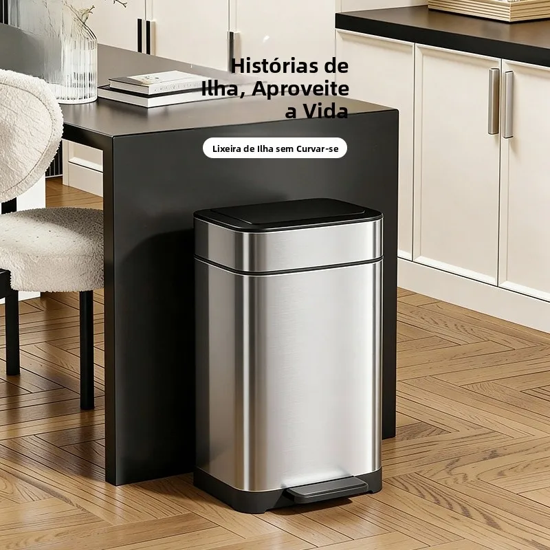 double-art-large-capacity-stainless-steel-kitchen-trash-can-anti-uv-sleeve-covers-no-bending-waist-bin-for-home-use