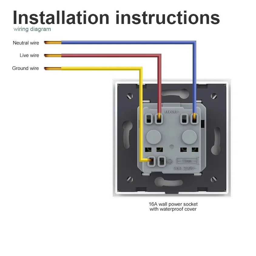 LIVOLO EU Standard Wall Power Socket with Water Proof Cover Electrical Soutlets Easy Install Device Neutral and Live Wire