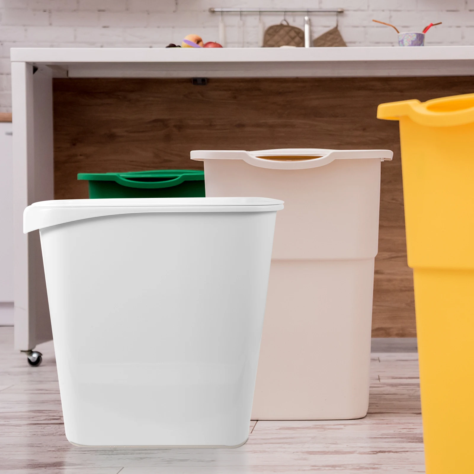 

Small Trash Cans Kitchen Gap Bin No Lid Bathroom Household Garbage Bucket White Lidless under Cabinet Office