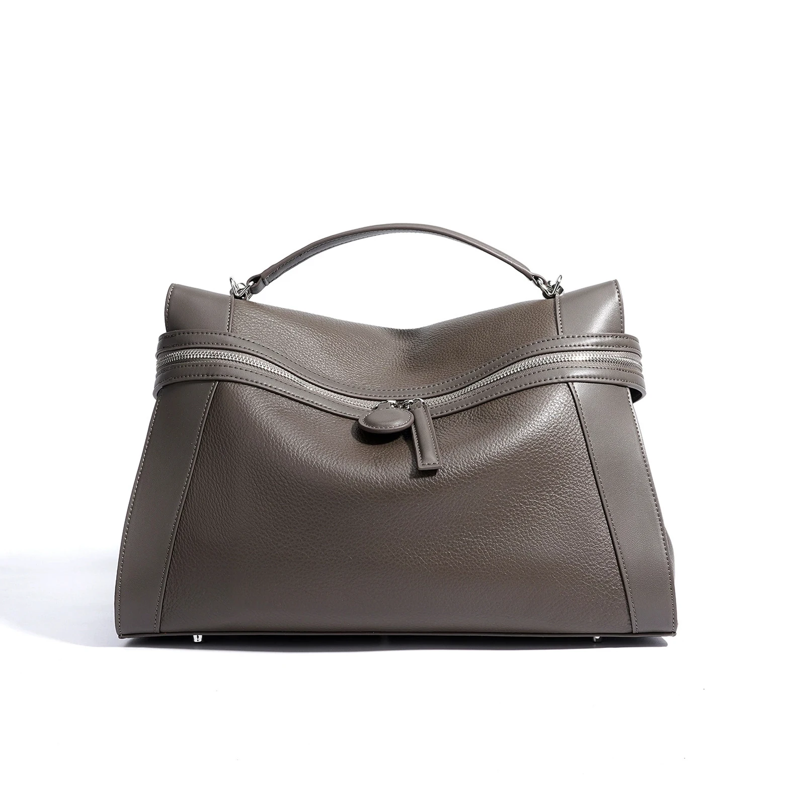 

New Genuine Leather Crossbody Bag for Women Zipper Shoulder Purse Minimalist Solid Color Buckle Design Stylish Casual Office Bag