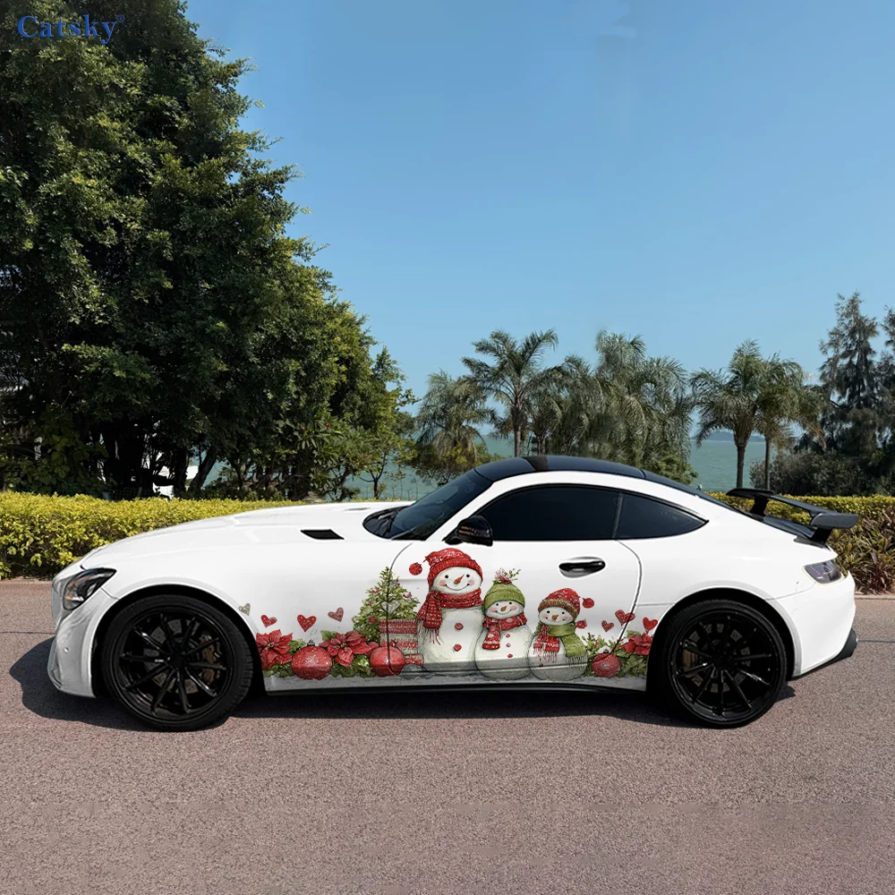

Cute Christmas Snowman Family Car Vinyl Wraps Decal Selfadhesive PVC Sticker Suitable for Trucks SUV Decor Auto Accessories Gift