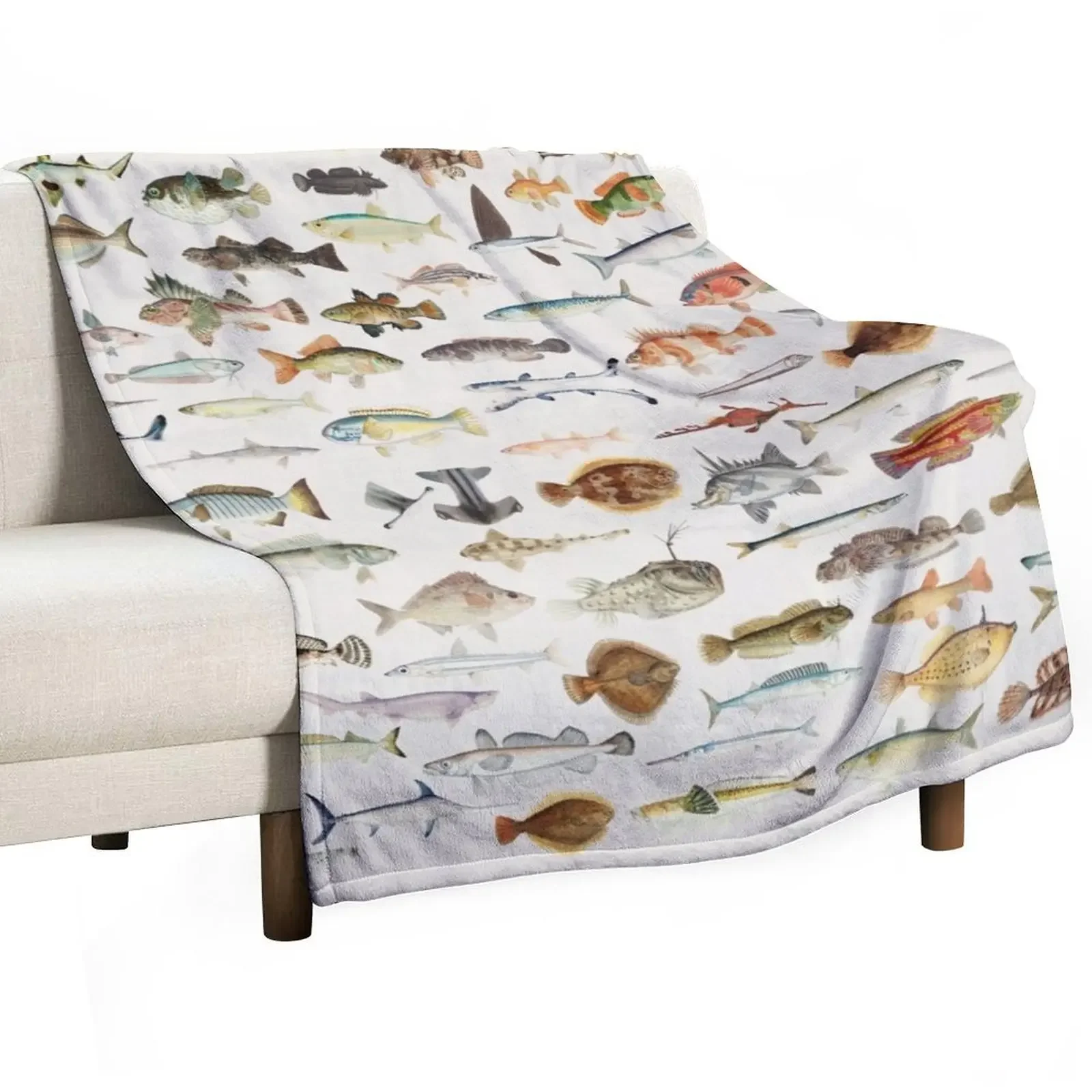 Fish Chart Throw Blanket funny gift Beautifuls Hairy for sofa valentine gift ideas Flannel Fabric Blankets