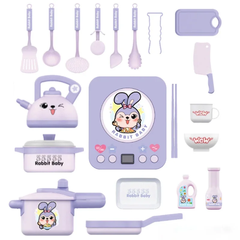 Ustensiles de cuisine de simulation pour enfants, ensemble d'accessoires de cuisine, jeu de puzzle pour enfants, faire semblant de cuisiner, 20 pièces