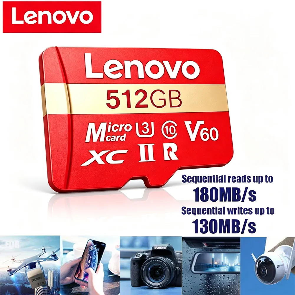 Lenovo Ultra Fast 512GB 256GB 128GB 64GB Micro SD TF Card Memory for Action Cam Smartphone Tablet - U3 V30 A2