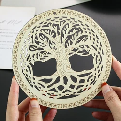 Openwork Kabbalah 생명의 나무 레이저 조각, 나무 공예 펜던트 판자 코스터, 행운의 나무 에너지 레이키 위칸 걸이식, 15cm