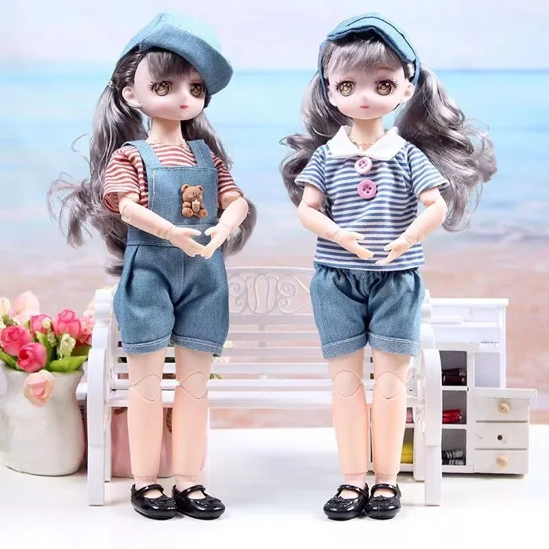 

30cm Kawaii BJD Doll Girl 6 Points Joint Movable Doll with Fashion Clothes Soft Hair Dress Up Girl Toys Birthday Gift Doll New