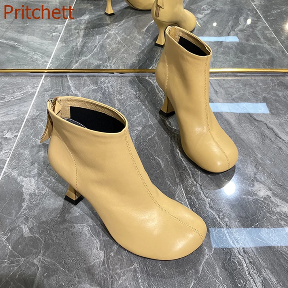 Round Toe Strange Style Women Boots Short Boots Solid Zipper Solid Women Spring Autumn Fashion Casual  Women Shoes 2023 Newest