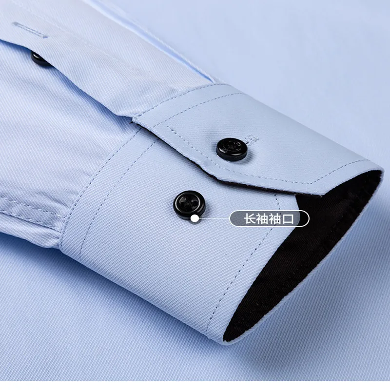 New Fashion Plus Size Long Sleeve Solid Color Regular Fit Men\'s Social Casual Business White Black Dress Shirt 5XL 6XL 7XL 8XL
