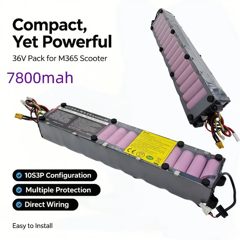 36V 7800mAh High Specification Battery Cell for M365 M365 Pro, Dual Online Power with Great Endurance