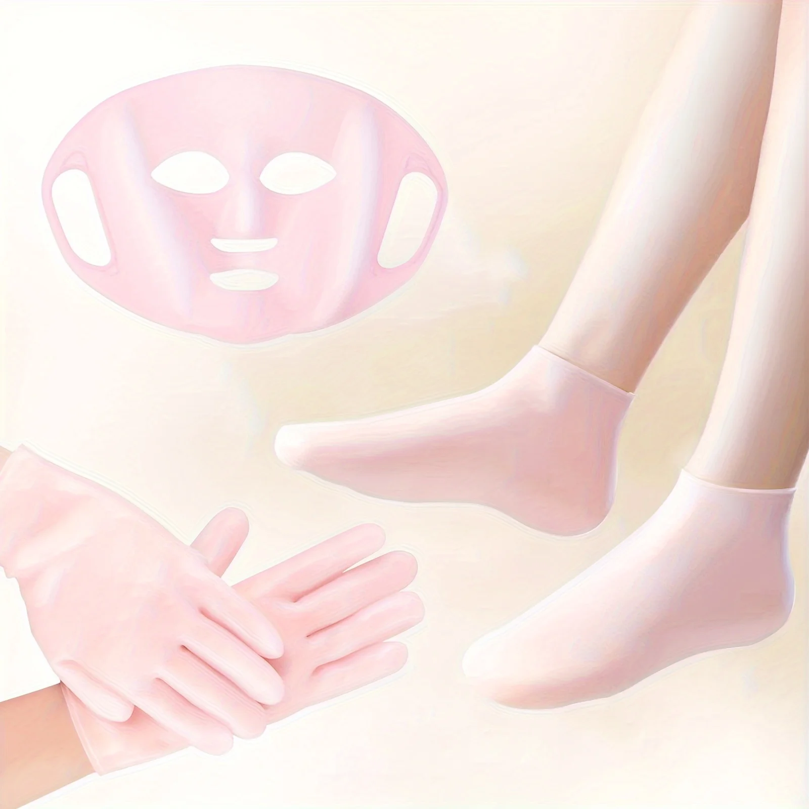 Ensemble de 3 pièces de soins de la peau en Silicone, ensemble de masque hydratant réutilisable, gants, chaussettes, pour le visage, les mains et les pieds secs, craquelés, ensemble