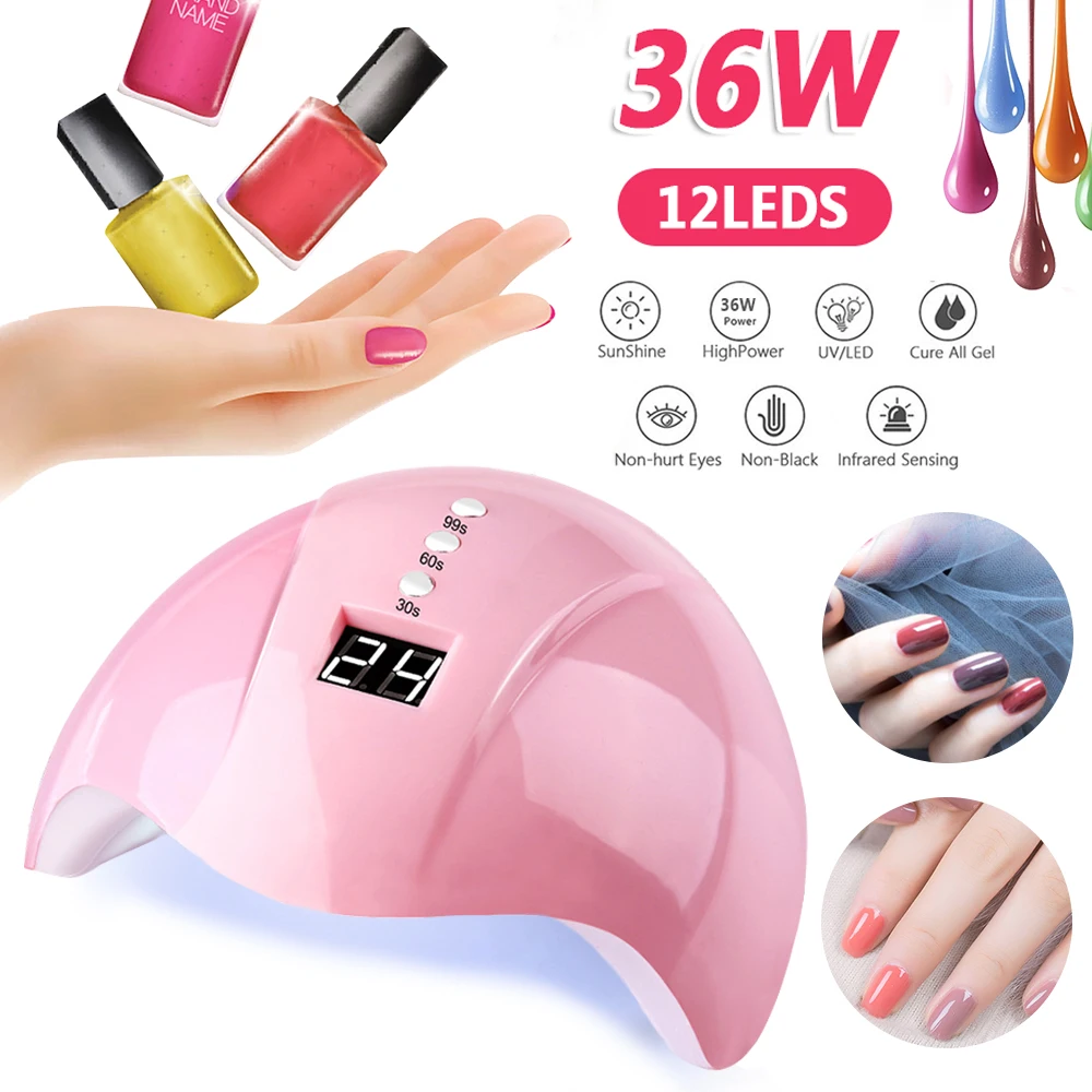 30/60/90s Timer USB Lampa UV Lampa LED do paznokci Suszarka do paznokci do wszystkich żeli Lakier Światło wykrywające podczerwień Inteligentny do manicure