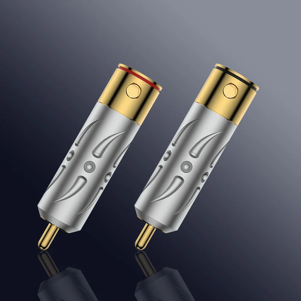 4Pieces High Quality VR109G Pure Copper Gold Plated RCA Plug Connector hifi Audio RCA Plug connector audiophile cable Plug