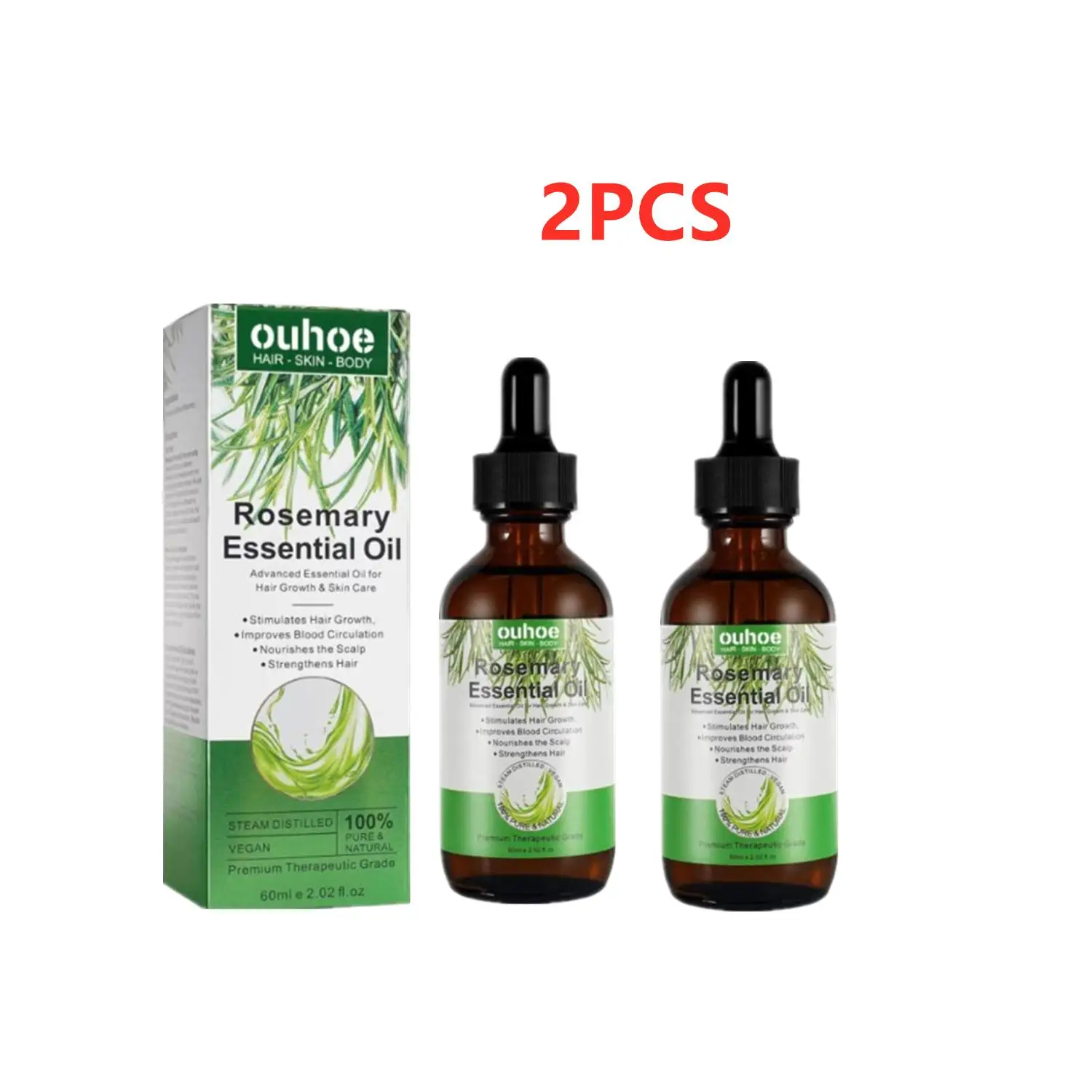 

2PCS 60ml Fast Rosemary Black Seed Essential Oils Oil Spray For Hair Care And Growth To Prevent Hair Loss Strengthens Hair