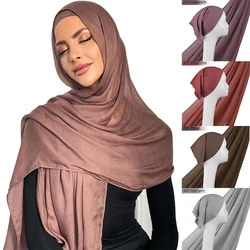 2 pezzi Set viscosa Hijab abbinato colore Jersey Cap pianura cotone modale donne musulmane sciarpa morbido scialle Turbante Femenino 85*185cm